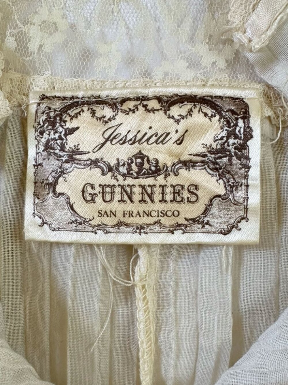 Vtg 70s Gunne Sax Blouse Jessicas Gunnies Ivory Lace Pleated Prairie Top M Boho - Picture 4 of 8